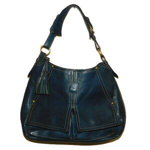Dooney & Bourke Blue Kingston Florentine Leather Hobo Shoulder Bag